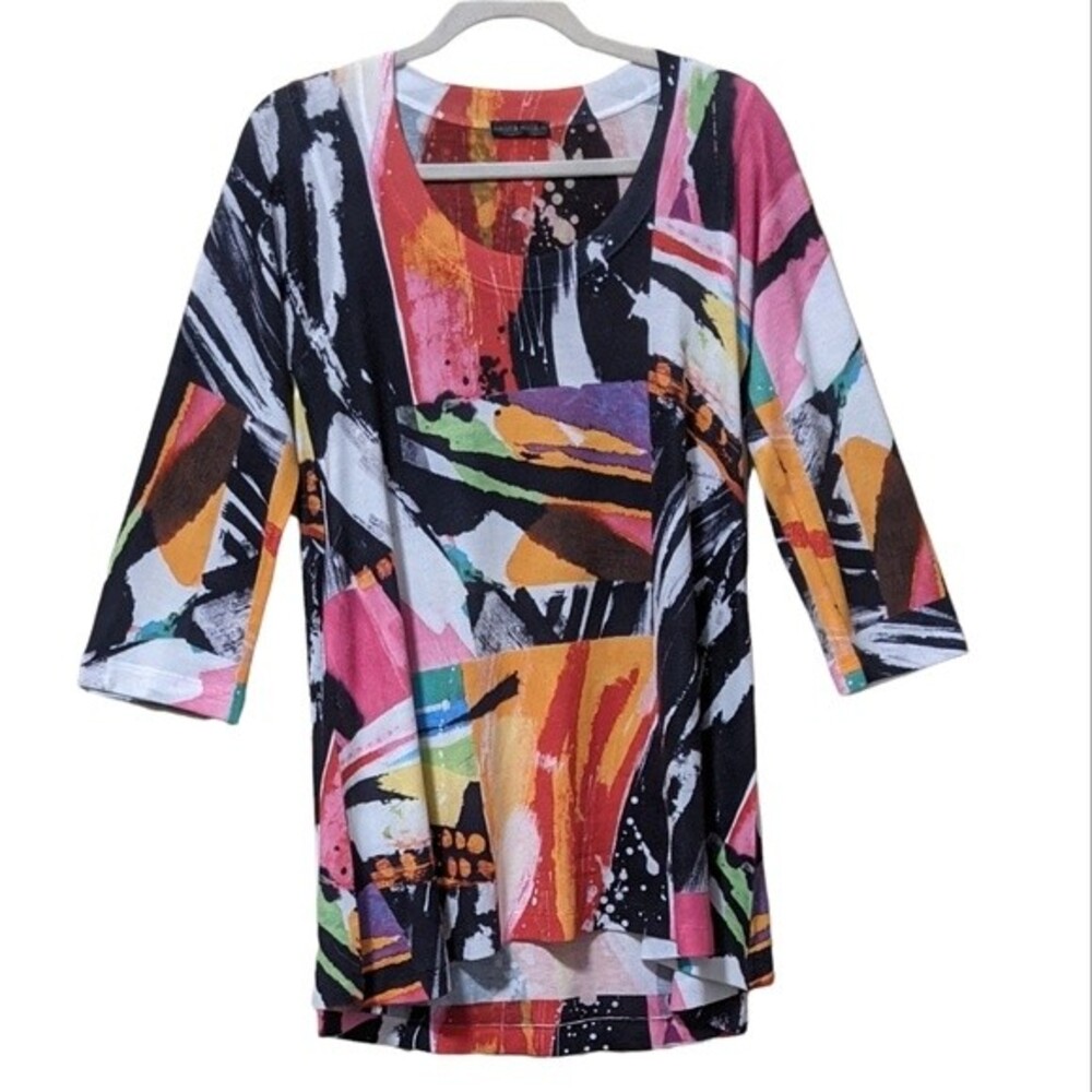 Nally & Milly USA abstract soft knit top, oversized, colorful tunic size Small